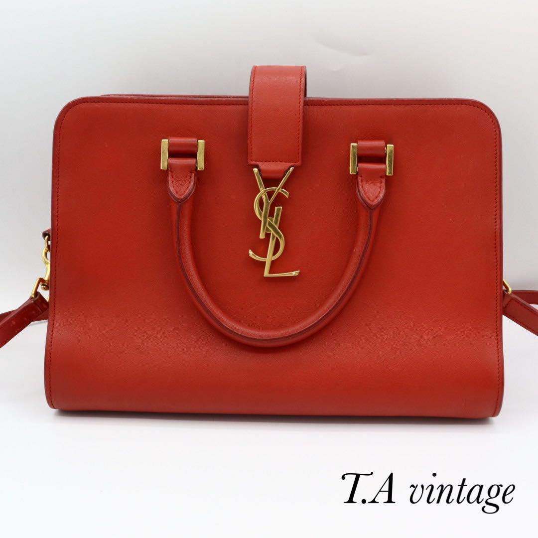 Borsa a tracolla Yves Saint Laurent Baby Cabas in pelle rossa a 2 vie usata