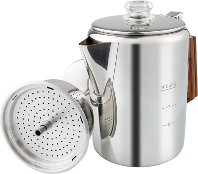 APOXCON Coffee Percolator, Camping Coffee Pot 9 Cups Stainless