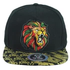 Top Level King Lion Flat Bill Black Gold Structured Adults Men Snapback Hat Cap