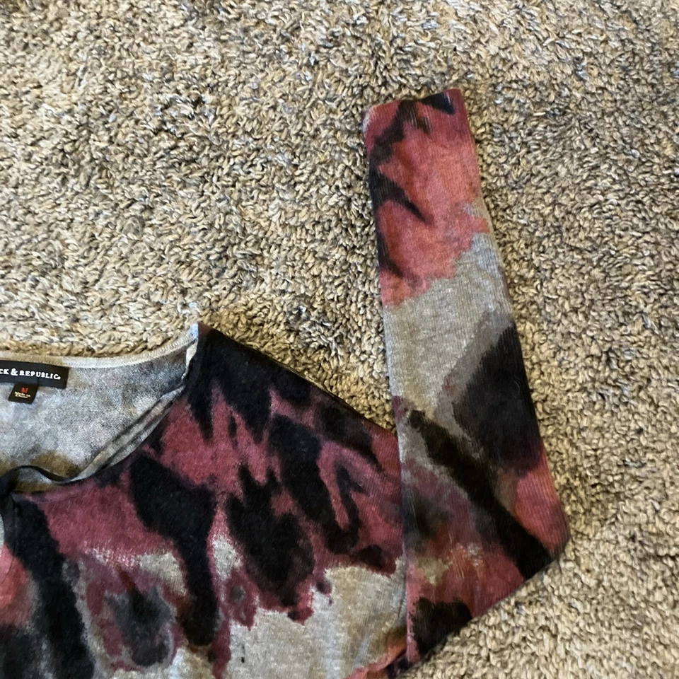 Rock & Republic Women's Striped Blouse Shirt Size Medium Round Neck Long Sleeve - Image 4 of 4