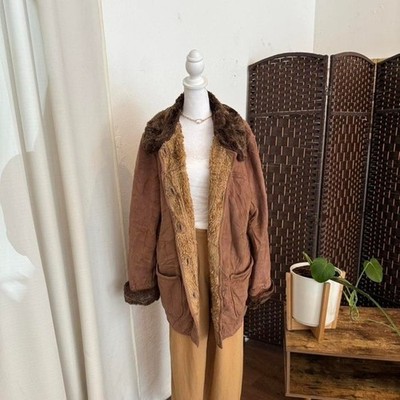 GALLERY Women's Brown Faux Fur Lined Jacket Size 1X