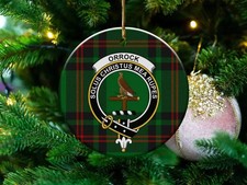Orrock Clan Scottish Tartan Crest Ceramic Ornament