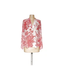 LOFT SP Red Floral Polyester Blouse