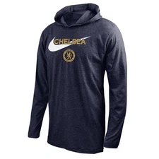 Chelsea Fc Men's Soccer Long-sleeve Hooded T-shirt In Blue Size Medium