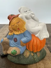Vintage Scarecrow Ghost Pumpkin Sleepy -Ceramic Mold Halloween Decor