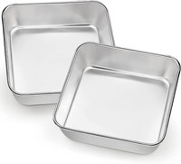Kuchenform 2Er Set, Edelstahl Eckige Brownie Backform Auflaufform | 16X16X4,8Cm,