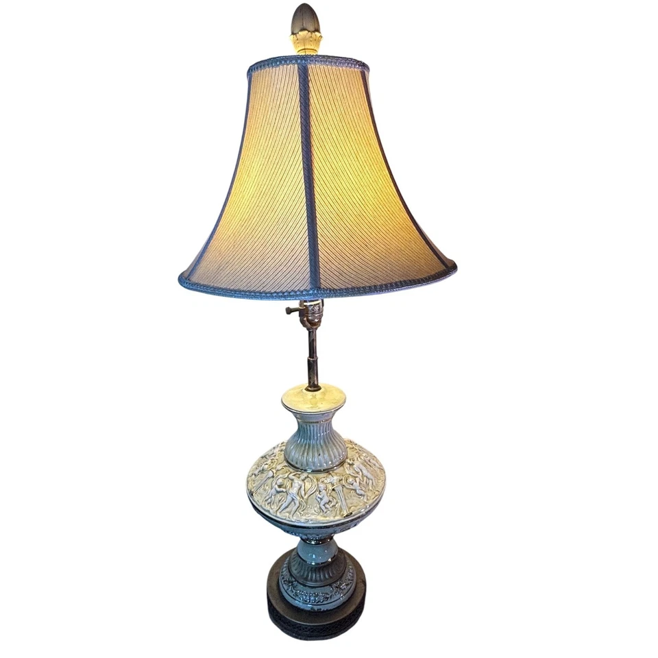 Lámpara de mesa MCM vintage de cerámica querubín iluminación estilo regencia Hollywood Foto 4 de 4