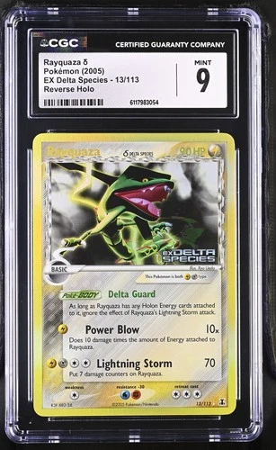 CGC 9 Rayquaza 2005 EX Delta Species 13/113 Reverse Holo Stamped Pokemon Card