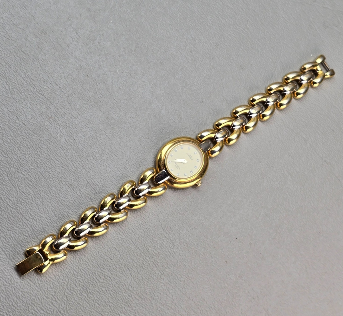 Rhinestone Watch Little Switzerland Quartz Two Tone Chain Link Bracelet View 2