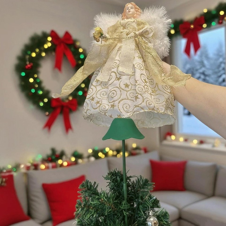 17.7 inch Christmas Angel Tree Topper Holder, Xmas Tree Topper Stand ...