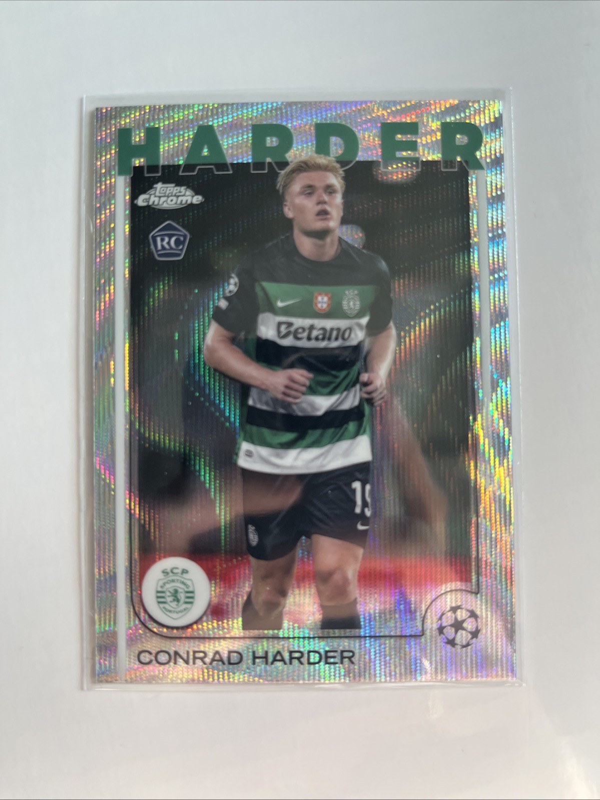 2024-25 TOPPS CHROME UEFA CLUB CONRAD HARDER RC WAVE REFRACTOR #177 a08