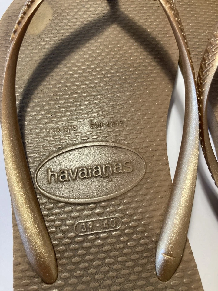 Havaianas Womens Thongs Flip Flops X 2,Size US 9-10,39-40,Slim straps,Gold - image 4 of 4