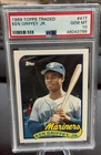 1989 KEN GRIFFEY JR TOPPS TRADED ROOKIE PSA 10  MARINERS NEW LABEL 50-50? (799)