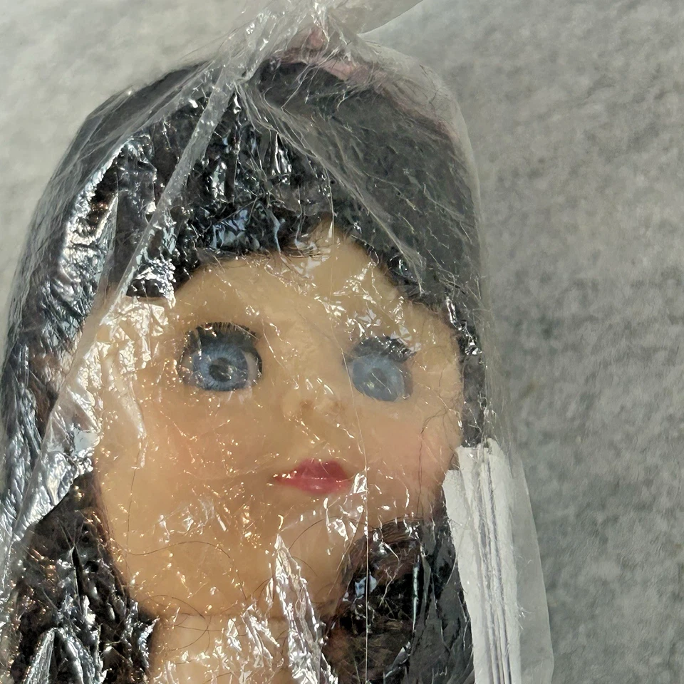 Kit de almohada artesanal de fibra vintage para muñeca cabello castaño con ojos azules #3119-03 Foto 4 de 4