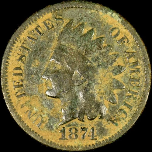 1874 INDIAN HEAD CENT ✪ VF VERY FINE DETAILS ✪ 1C PENNY COIN B ◢TRUSTED◣