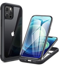 Miracase Compatible with iPhone 12/12 Pro Case 6.1 inch Full Body Rubber Black