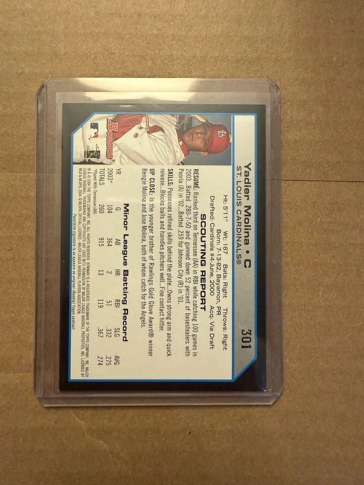 Bowman Yadier Molina 2004 primer año #301 ⚾️ Foto 2 de 2