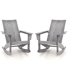 Patio 2pcs Adirondack Rocking Chair All Weather HDPE Rocker 330 lbs Grey Outdoor