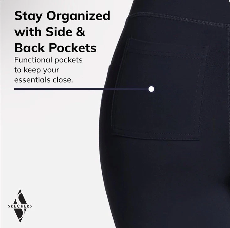 Skechers L77114 Womens  GO WALK Tall Length Pants Size XXL Tall Black - Image 2 of 4