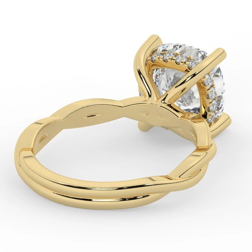 Cushion Solitaire Labgrown Diamond Halo Engagement Ring 18k Yellow Gold 3.15 Ct - Picture 10 of 20