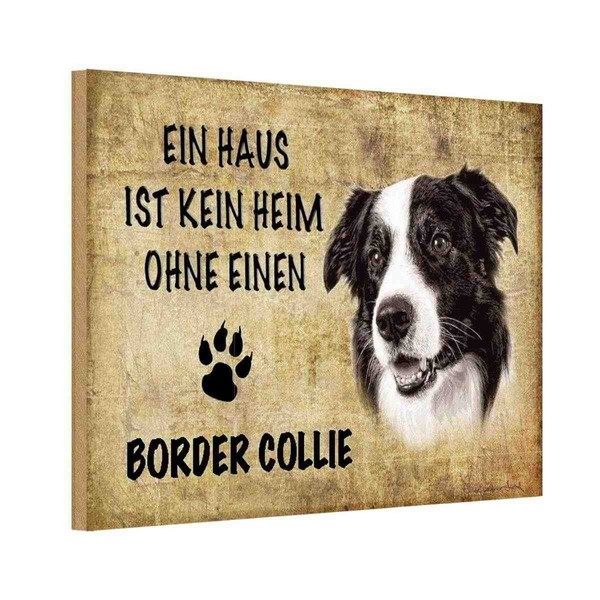 Holzschild 12X18 Cm Border Collie Hund Tier Haustier Deko Geschenk Holz Schild-image