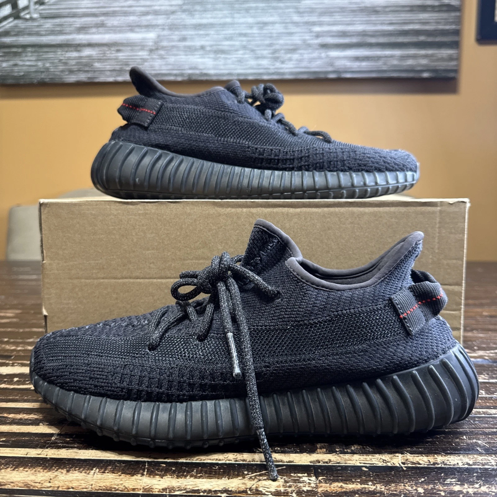 Taglia 7 Adidas Yeezy Boost 350 V2 Low Nero Antiriflesso
