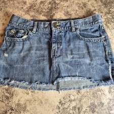 VTG Y2K Abercrombie Fitch Denim Mini Skirt Mid-Rise Distressed Size 6