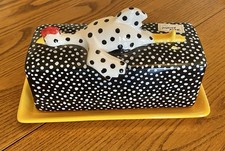 RARE Department 56 McNutts POLKA DOT CHICKEN Covered Butter Dish 1988 HTF