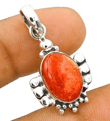 Natürlicher Sonnenstein 925 massiv Sterling Silber Anhänger Schmuck