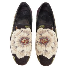 Alexander Mcqueen Floral Needlepoint Textile Evening Slipper Loafers Eu4 Size 43
