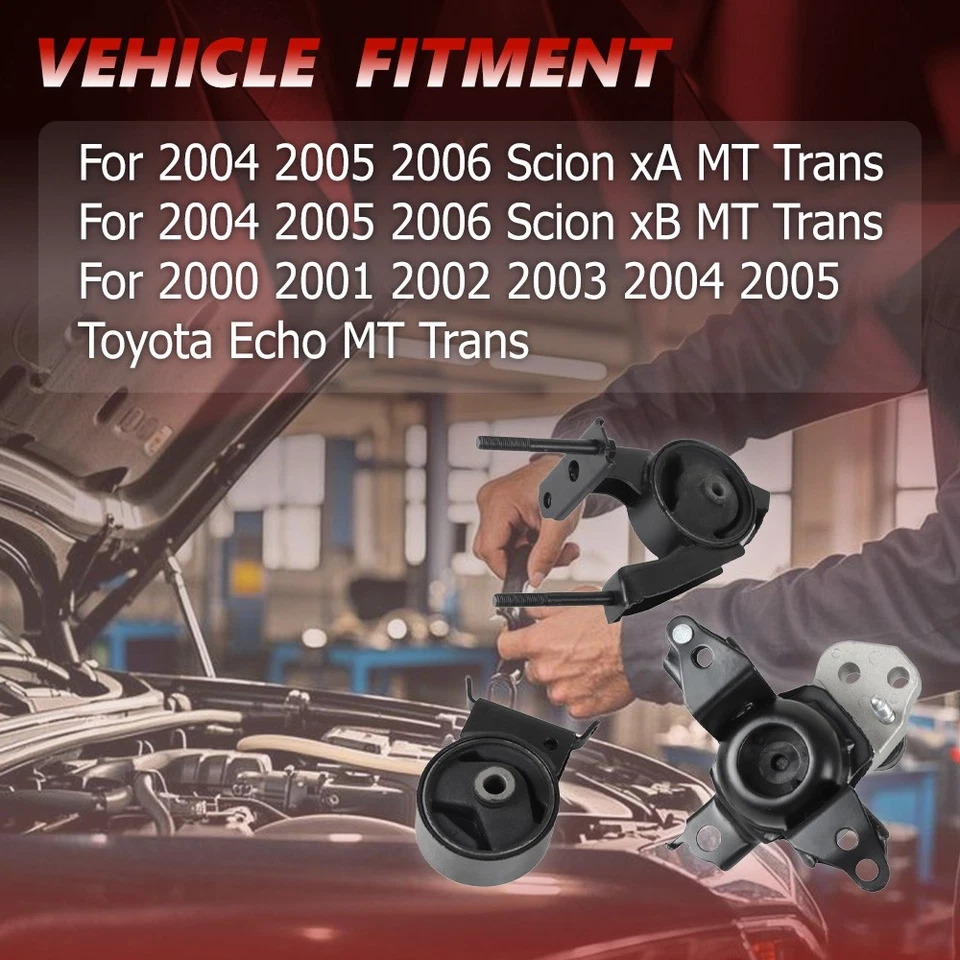 3x Engine Motor & Trans Mount for Scion XA XB 1.5L 2004-06 for Toyota Echo 00-05 Foto 2 de 4
