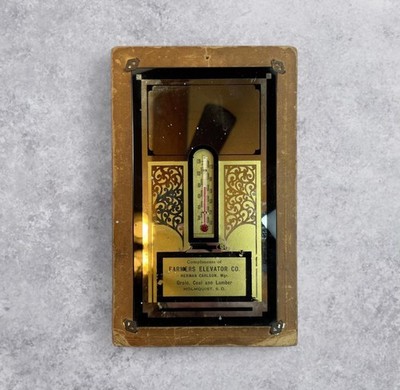 VTG Farmers Elevator Co Thermometer Reverse Painted Glass 8x5 Holmqvist SD