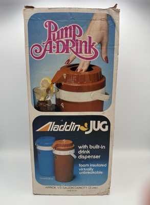 Aladdin Pump-A-Drink Coventry Blue Insulated Jug 1/2 Gallon 2L w/ Original Box