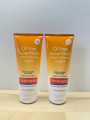 NEW NEUTROGENA OIL FREE ACNE WASH CREAM CLEANSER ACNE TREATMENT 6.7 OZ LOT OF 2