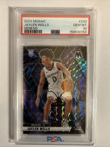 2024-25 Panini Mosaic Jaylen Wells #240 Genesis Prizm RC PSA 10