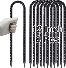 Trampoline Stakes 12 Inches Anchors High Wind Heavy Duty, 8-Pack U Shaped Tie do