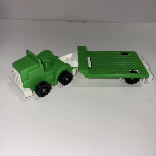 Fisher Price Little People Vintage GREEN TRUCK w/TRAILER Construction Set