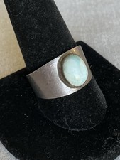 Vintage 925 Sterling Silver Blue Larimar Gemstone Ring Size 11