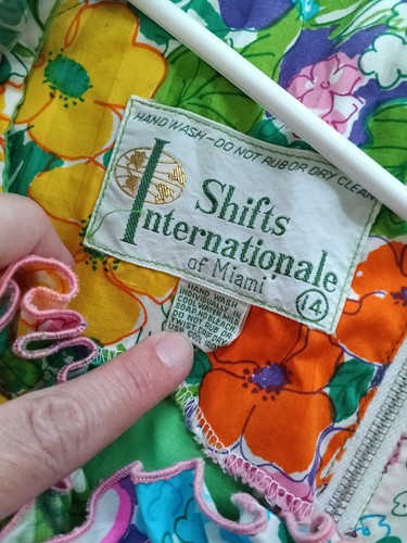 VTG Shifts Internationale Miami 70s Pastel Tropical Floral Mod Maxi Dress 14 A1 - Picture 9 of 14