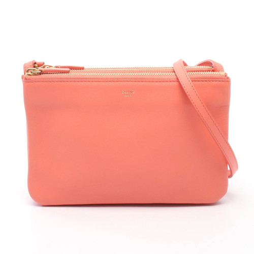 Celine Trio Small Leather Crossbody Bag Pink Used Authentic