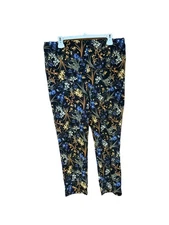 COUNTERPARTS Womens Black Floral Pants Size Large Pull-On Classic Comfortable