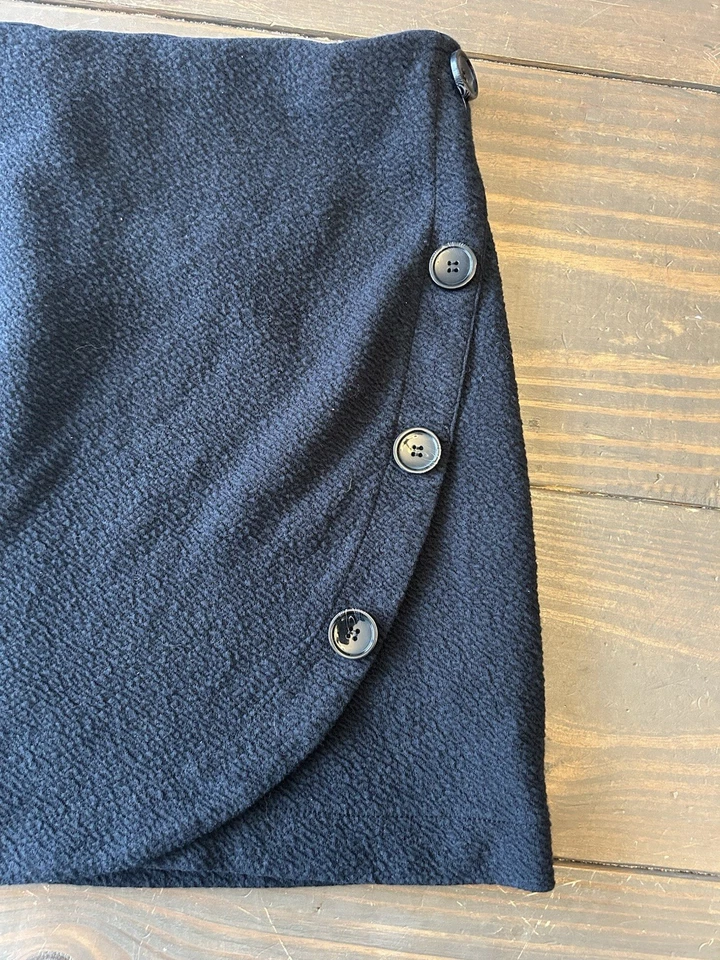 Falda Anthropologie Maeve Para Mujer Talla Pequeña Negra Tejida Mini Envoltura Clásica Foto 4 de 4