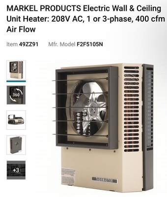 #ad Taskmaster 5100 Series 5.0Kw Unit Heater *NEW IN BOX* 1 Or 3 Phase $1000.00