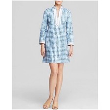 Tory Burch Women’s Sz 4 Blue Embroidered Tunic Dress Sondra Mini