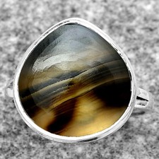 Natural Montana Agate - USA 925 Sterling Silver Ring s.8 Jewelry R-1007
