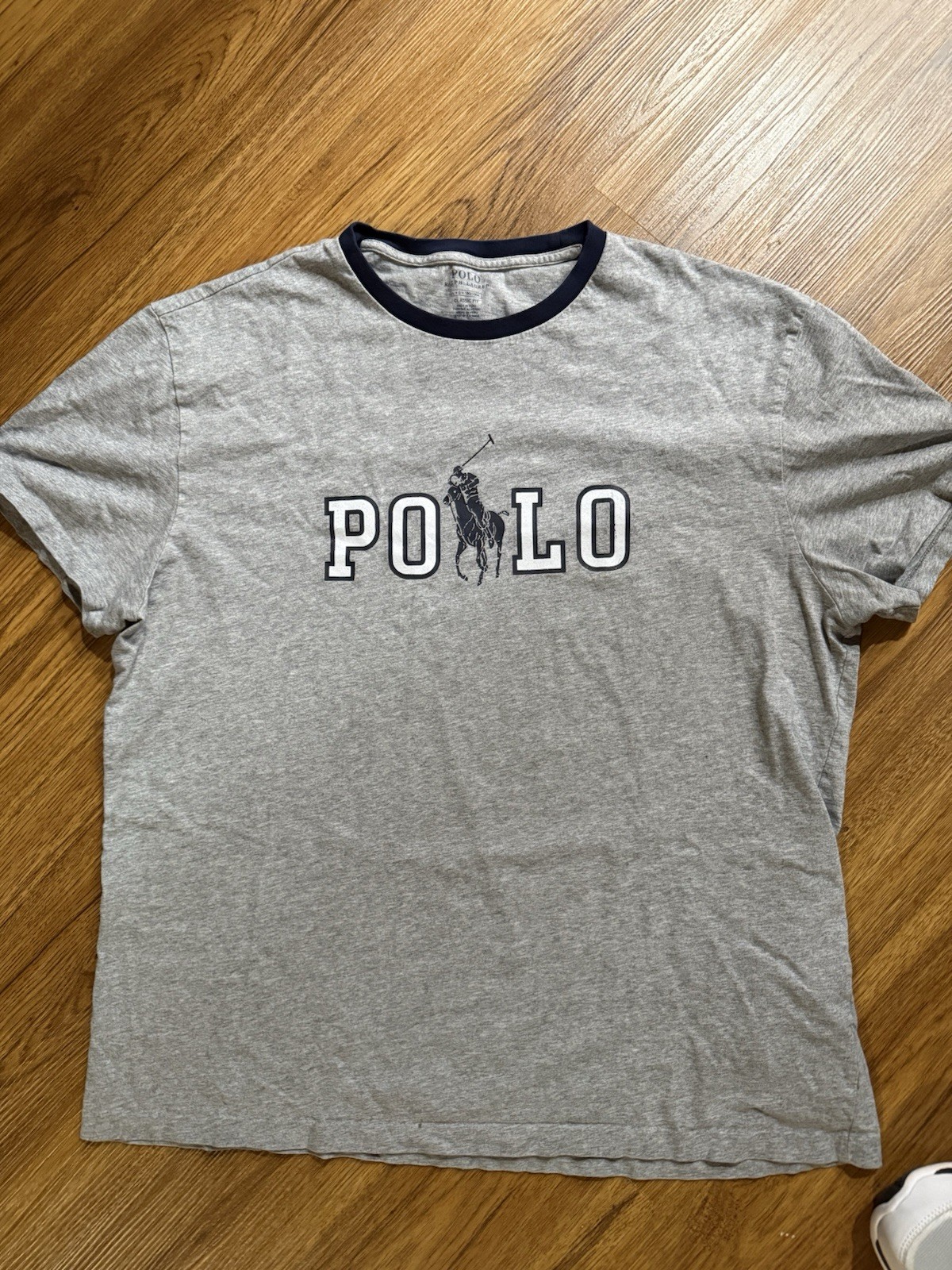 Polo Ralph Lauren grande logo polo pony vestibilità classica maglietta grigia casual cotone taglia L