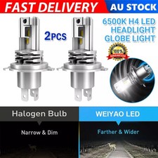 1 PAIR H4 Headlight Globe Light LED 6500K High Low Beam Bulbs Kit White 20000LM