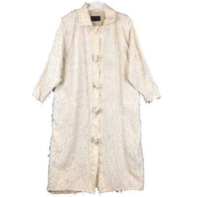 Vintage Marena Marena Two Coat Ivory Womens XL Long Cotton Lined Eyelash Accent