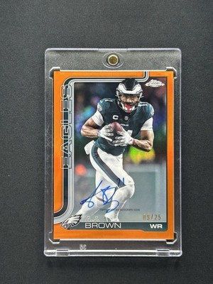 2025 Topps Chrome - A.J. Brown #BA-AB True Orange Refractor Auto /25 (Z)