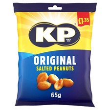 KP Original Salted Peanuts 16 Bags each 65g in a Box PMP £1.35